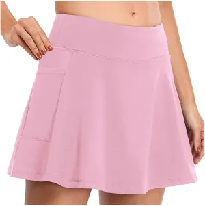 Tennis Mini Skirt with Shorts Solid Color Skort with Pocket Casual Loose Trendy 2025 Activewear Elastic Shorts
