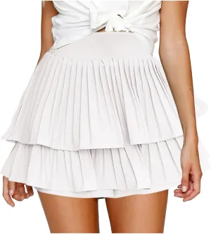 Tennis Skirts for Women Ruffle Mini Skirts Pleated High Waist Athletic Casual Cute Flowy Golf Skorts Skirts with Pockets