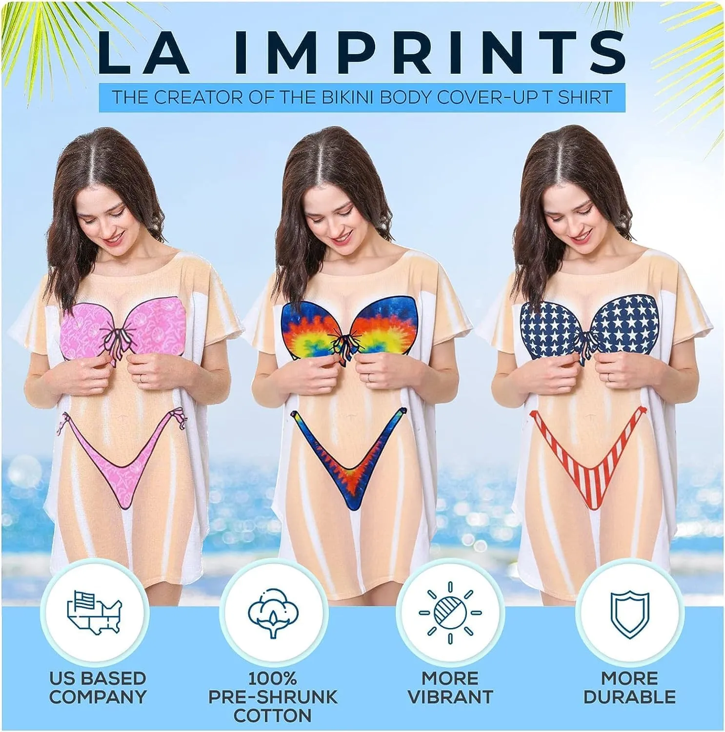 The Original Women's Bikini Shirt - Funny Bikini Print Bathing Suit Cover-up Beach Tshirt Dress for Women Men