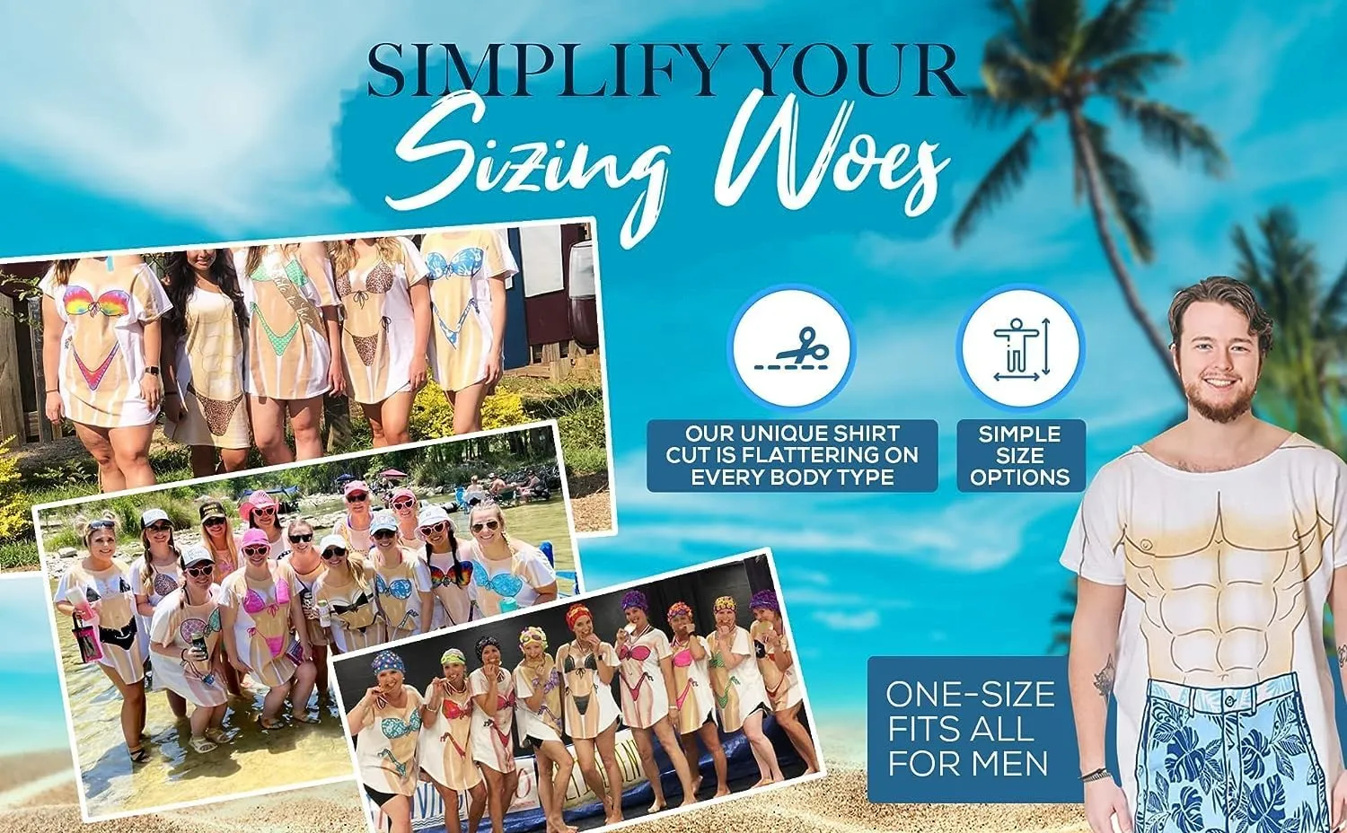 The Original Women's Bikini Shirt - Funny Bikini Print Bathing Suit Cover-up Beach Tshirt Dress for Women Men