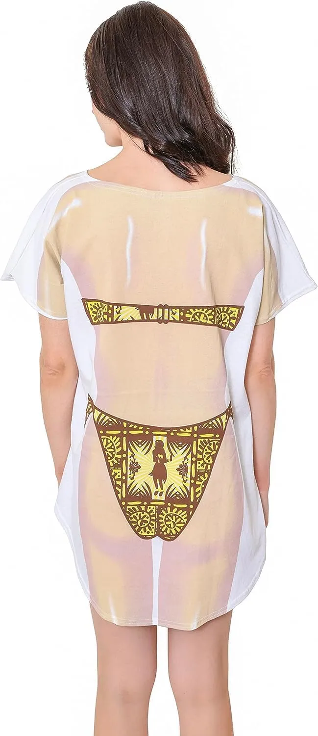 The Original Women's Bikini Shirt - Funny Bikini Print Bathing Suit Cover-up Beach Tshirt Dress for Women Men