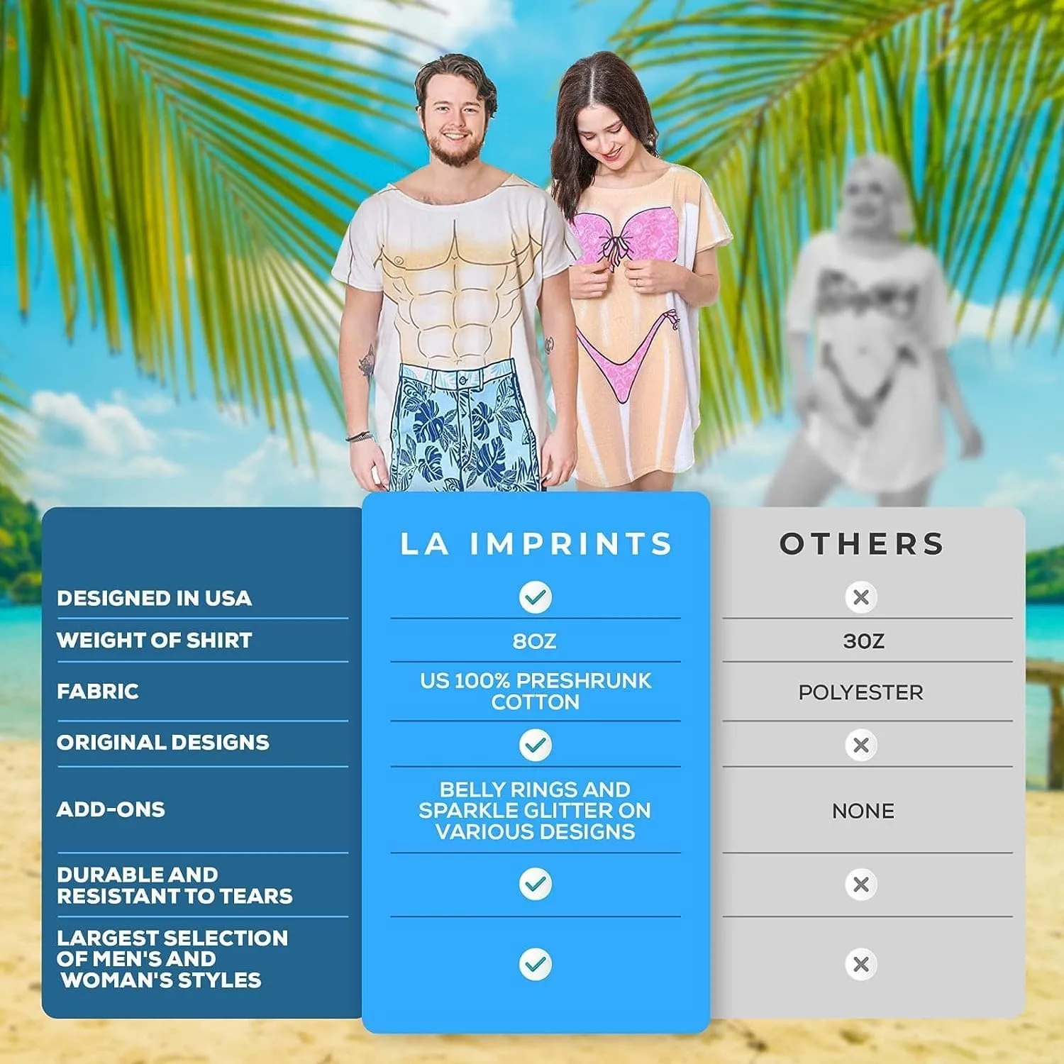 The Original Women's Bikini Shirt - Funny Bikini Print Bathing Suit Cover-up Beach Tshirt Dress for Women Men