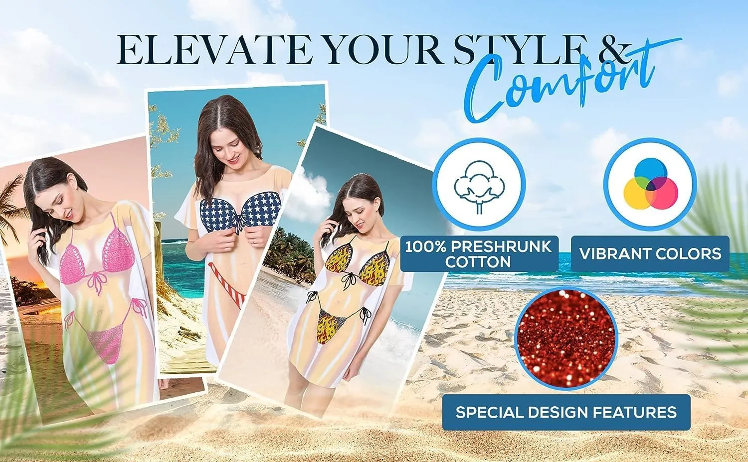 The Original Women's Bikini Shirt - Funny Bikini Print Bathing Suit Cover-up Beach Tshirt Dress for Women Men