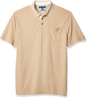 Tommy Hilfiger Men's Slim Fit Linen-Cotton Pocket Mesh Polo Shirt (Champagne, S)