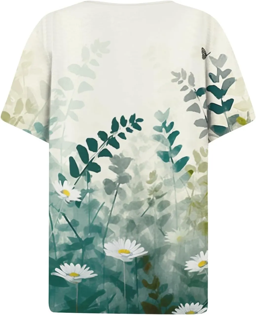 Tops for Women Trendy Button Down V Neck Tunics Henley Trendy Blouse Printed Summer Tops Vacation Tees Pullover