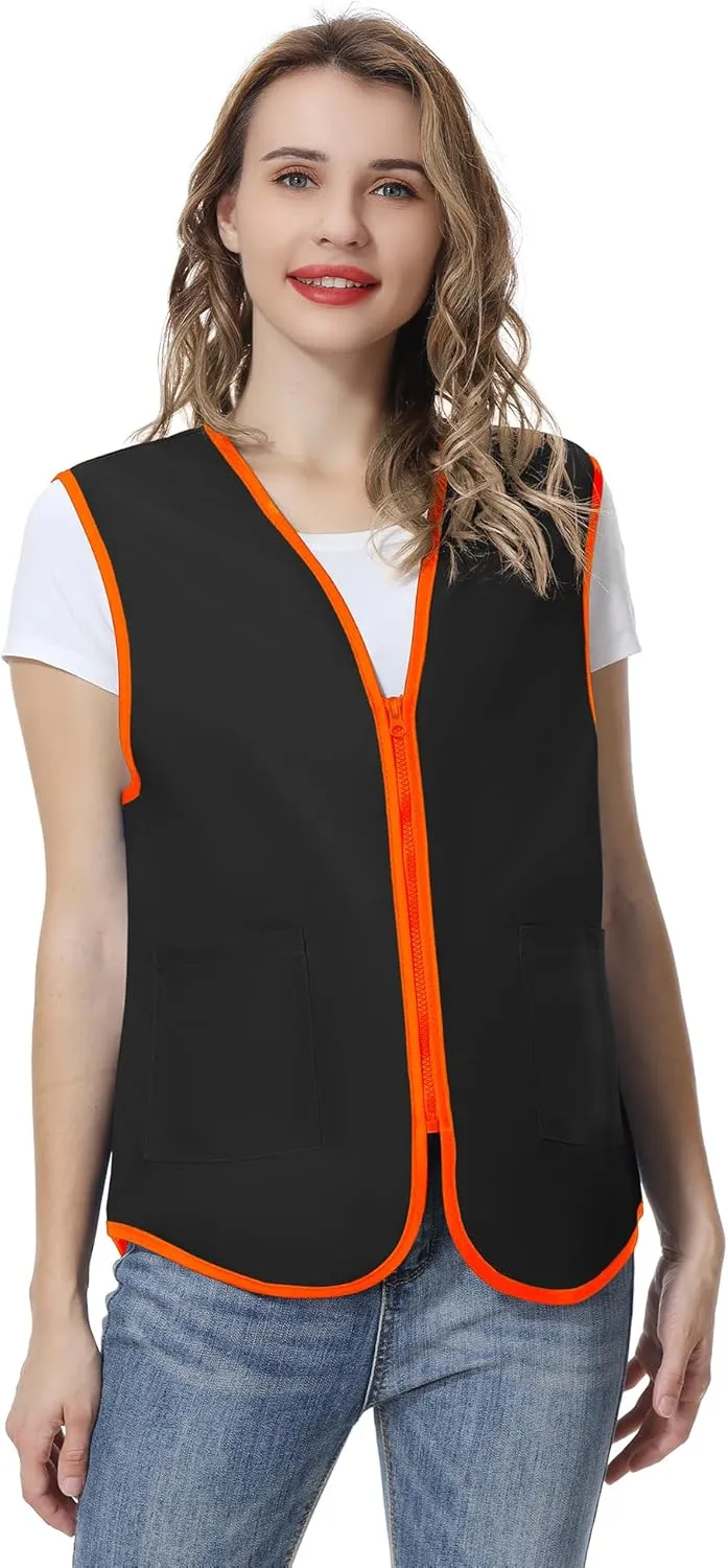 TopTie Supermarket Apron Zipper Vest For Clerk Uniform Vest 5 Packs