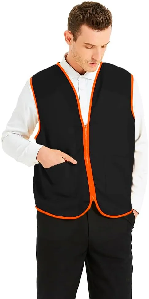 TopTie Supermarket Apron Zipper Vest For Clerk Uniform Vest 5 Packs
