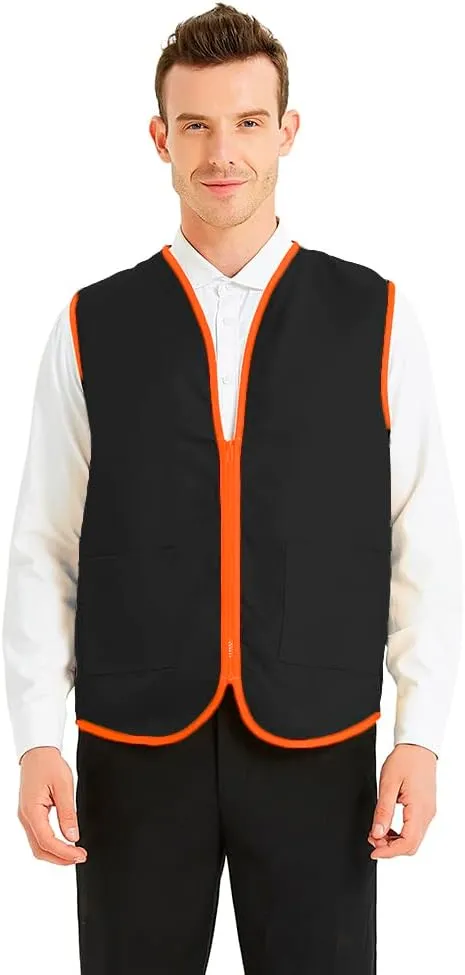 TopTie Supermarket Apron Zipper Vest For Clerk Uniform Vest 5 Packs