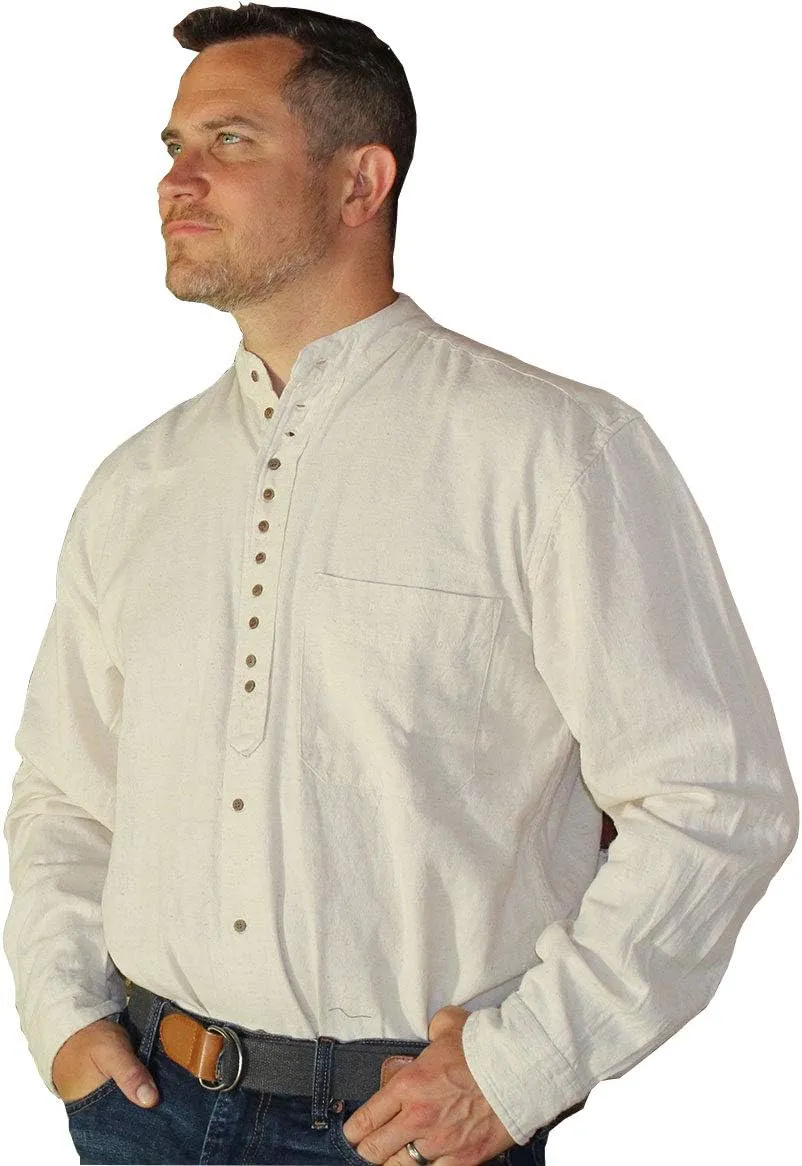 Traditional Irish Grandfather Button-Down Shirt, Long Sleeve, Cotton Blend