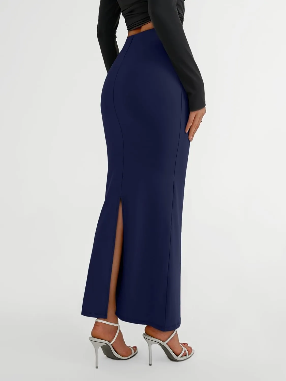 Trendy Queen Women Long Maxi Skirt Bodycon High Waist Slite Basic Pencil Skirts Elastic 2025 Dress