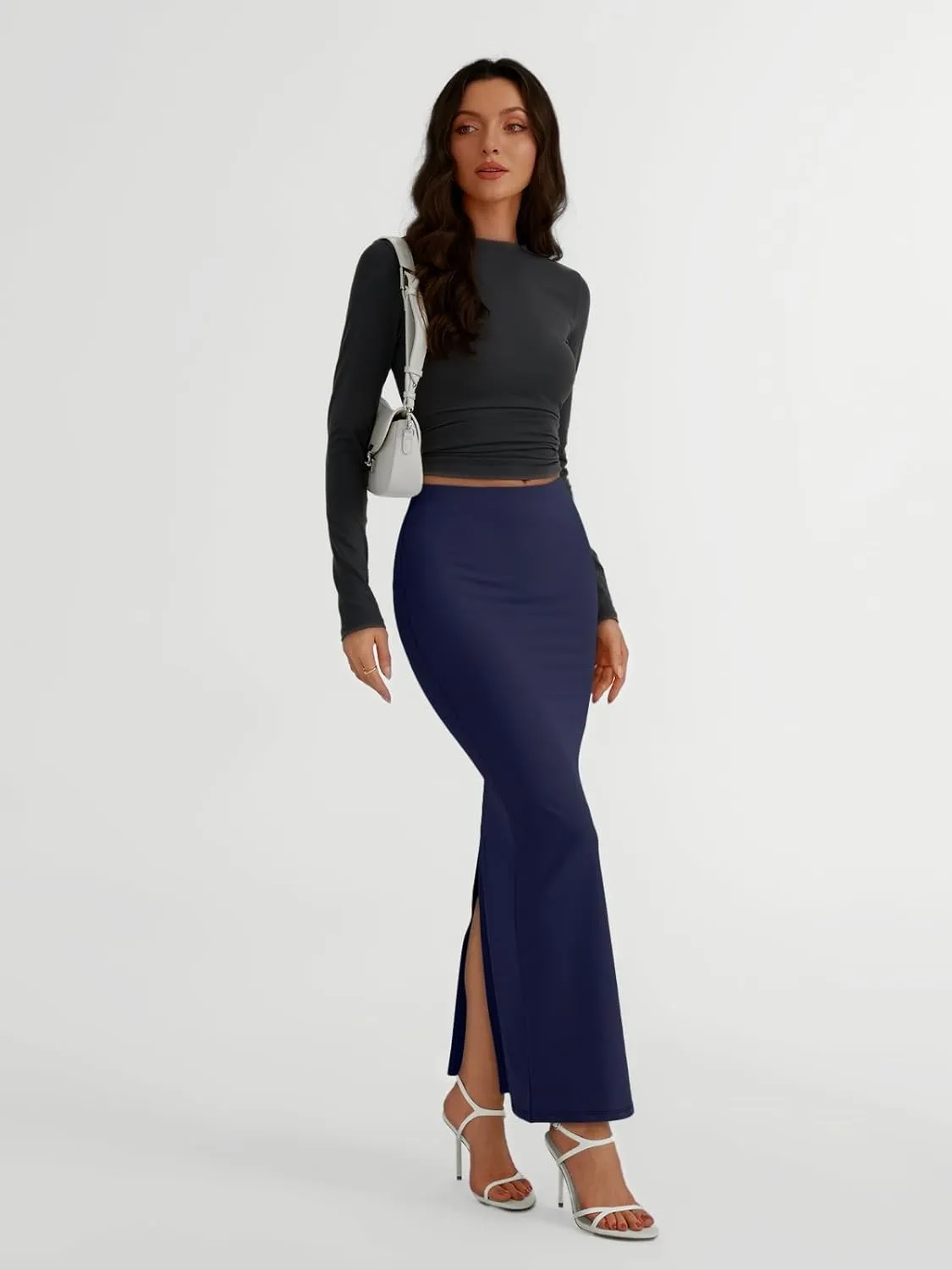 Trendy Queen Women Long Maxi Skirt Bodycon High Waist Slite Basic Pencil Skirts Elastic 2025 Dress