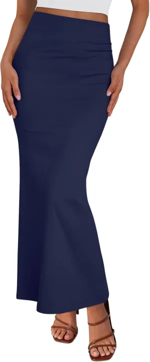 Trendy Queen Women Long Maxi Skirt Bodycon High Waist Slite Basic Pencil Skirts Elastic 2025 Dress