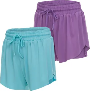 Ultra Performance Girl's Butterfly Short's 2 Pack Girls Athletic Short Basketball Soccer Flowy Active Shorts for Girls