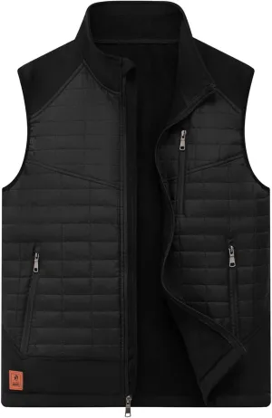 Vcansion Men's Lightweight Fleece Lined Puffer Vest Softshell Outerwear Sleeveless Jacket for Hiking Travel Golf