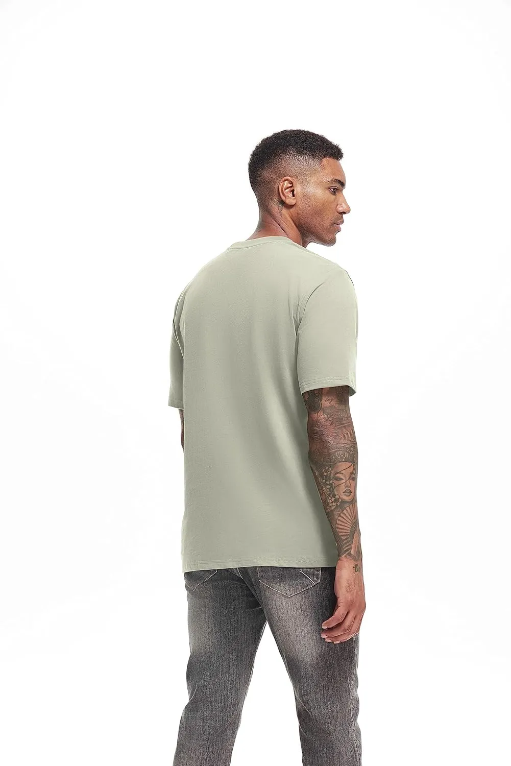 VEIISAR Men's Heavy Weight Crew Neck T-Shirt Mens Premium Cotton Tee - Pre Shrunk S-3XL