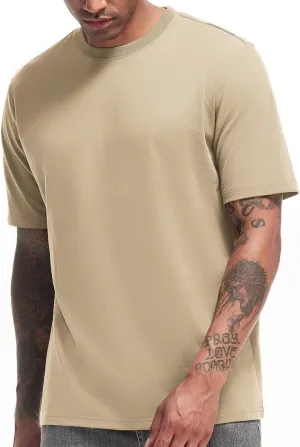 VEIISAR Men's Heavy Weight Crew Neck T-Shirt Mens Premium Cotton Tee - Pre Shrunk S-3XL