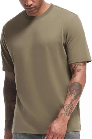 VEIISAR Men's Heavy Weight Crew Neck T-Shirt Mens Premium Cotton Tee - Pre Shrunk S-3XL