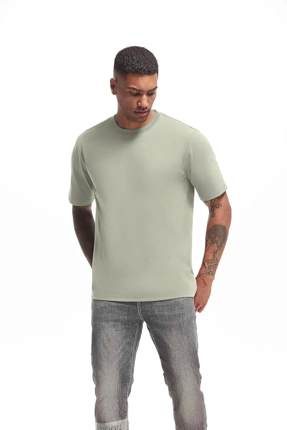 VEIISAR Men's Heavy Weight Crew Neck T-Shirt Mens Premium Cotton Tee - Pre Shrunk S-3XL