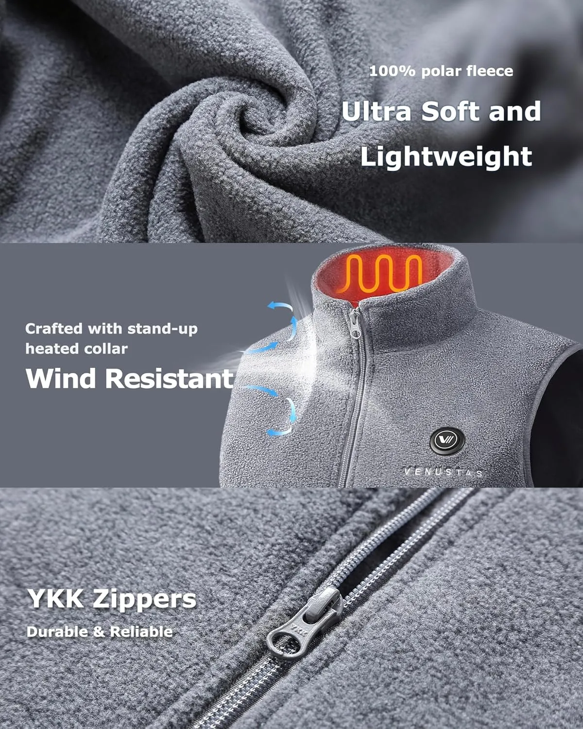 Venustas Women's Fleece Heated Vest with Battery, Lightweight Electric Heated Coat