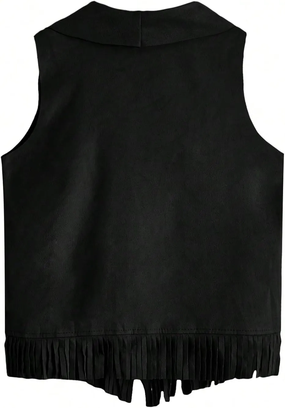 Verdusa Girl's Faux Suede Tassel Vest 70s Hippie Cardigan Cowgirl Fringe Jacket