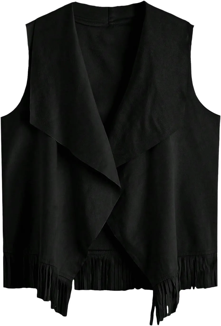 Verdusa Girl's Faux Suede Tassel Vest 70s Hippie Cardigan Cowgirl Fringe Jacket