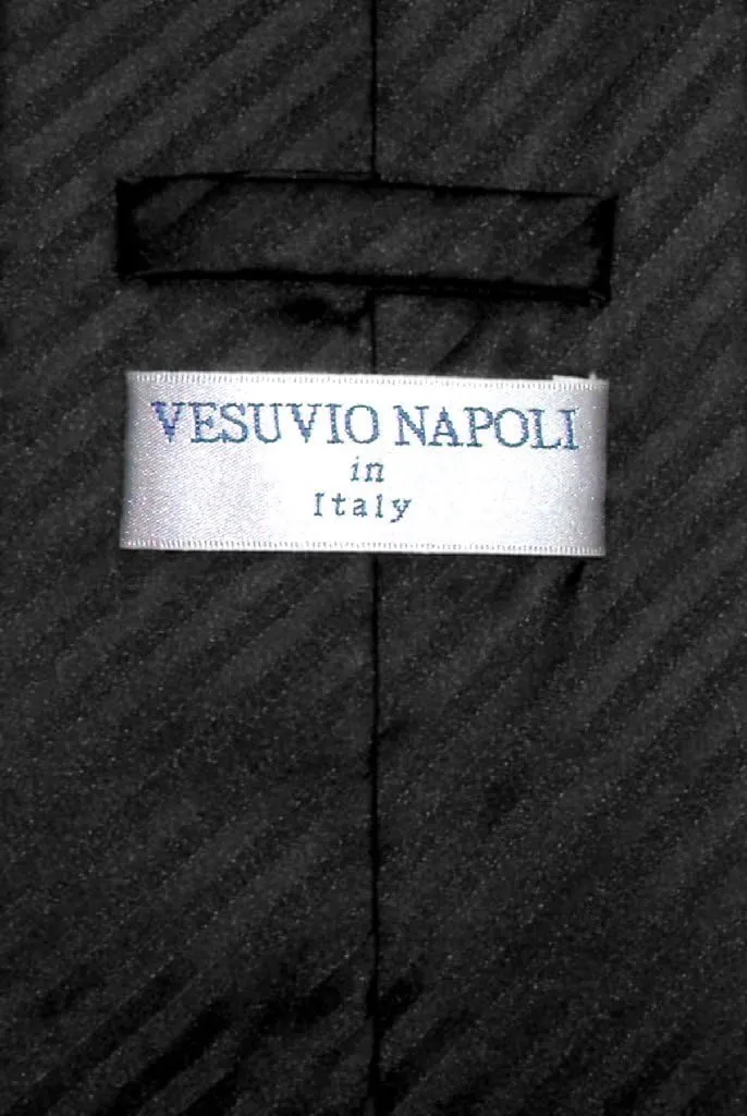 Vesuvio Napoli Men's Dress Vest & NeckTie BLACK Color Vertical Striped Design Neck Tie Set