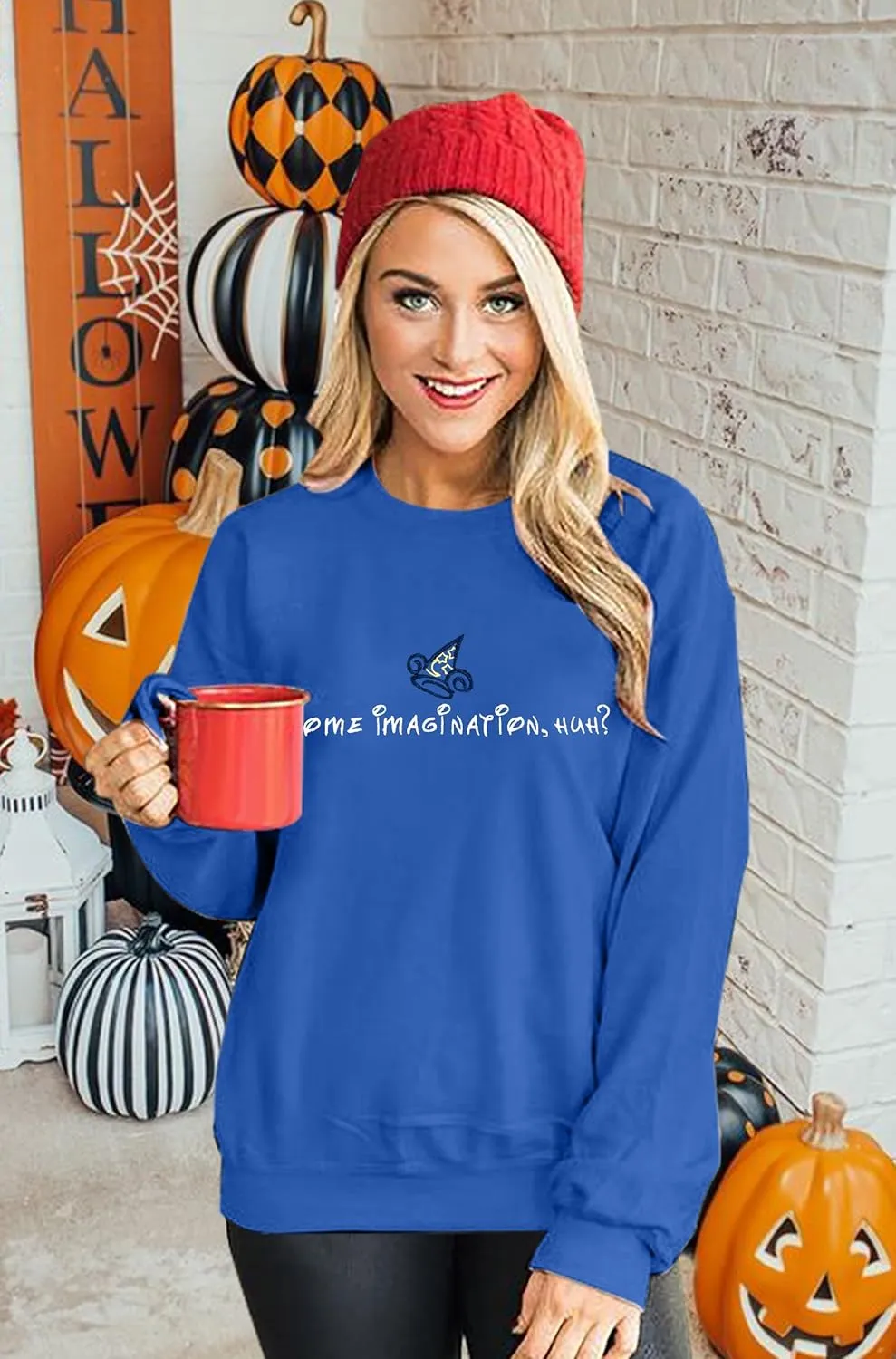 VILOVE Magical Kingdom Sweatshirt Women Imagination Pullover Family Vacation Tee Castle Graphic long Sleeve Tops
