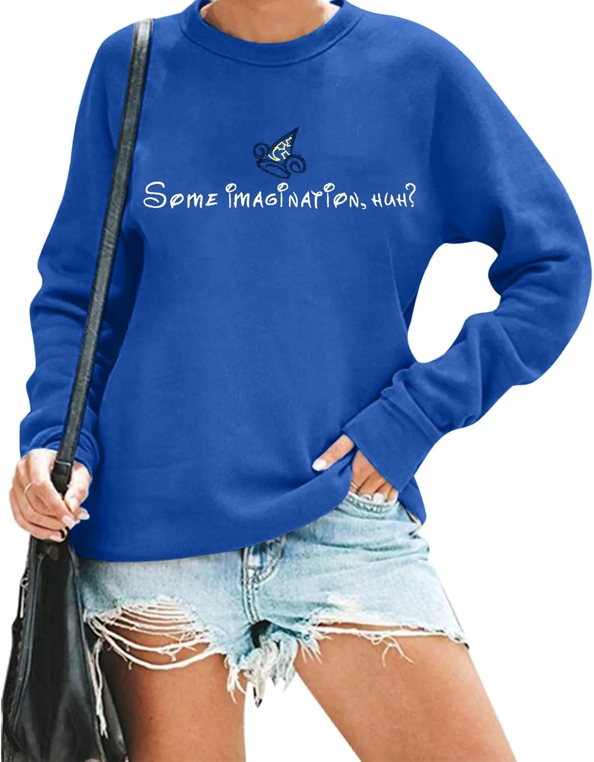 VILOVE Magical Kingdom Sweatshirt Women Imagination Pullover Family Vacation Tee Castle Graphic long Sleeve Tops