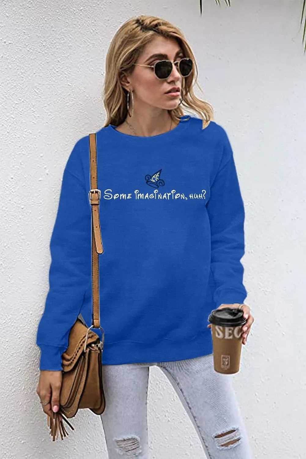 VILOVE Magical Kingdom Sweatshirt Women Imagination Pullover Family Vacation Tee Castle Graphic long Sleeve Tops