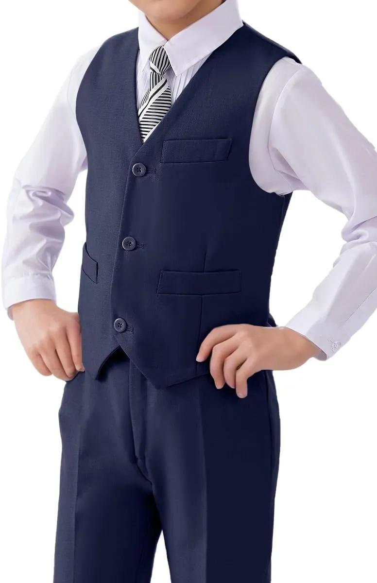 Visaccy 3 Buttons Boys Girls Fully Lined Formal Suit Vest
