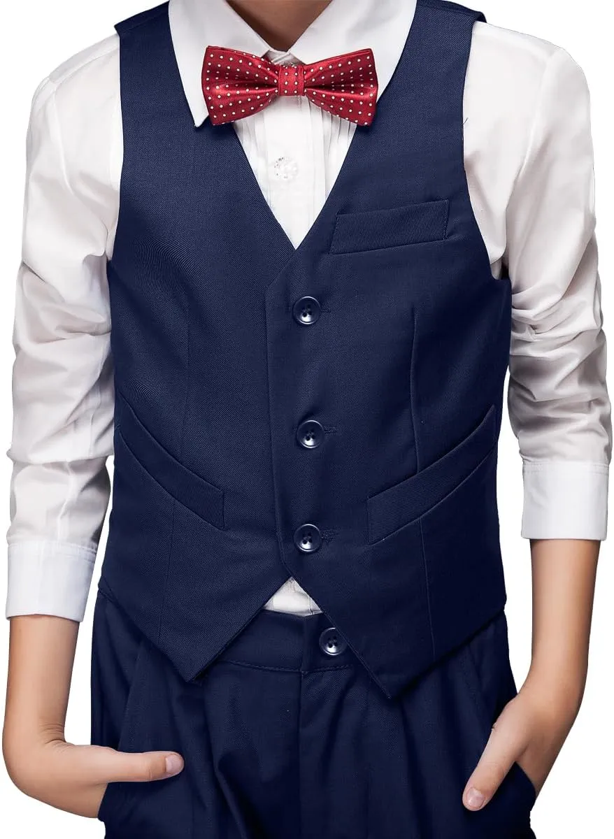 Visaccy 3 Buttons Boys Girls Fully Lined Formal Suit Vest