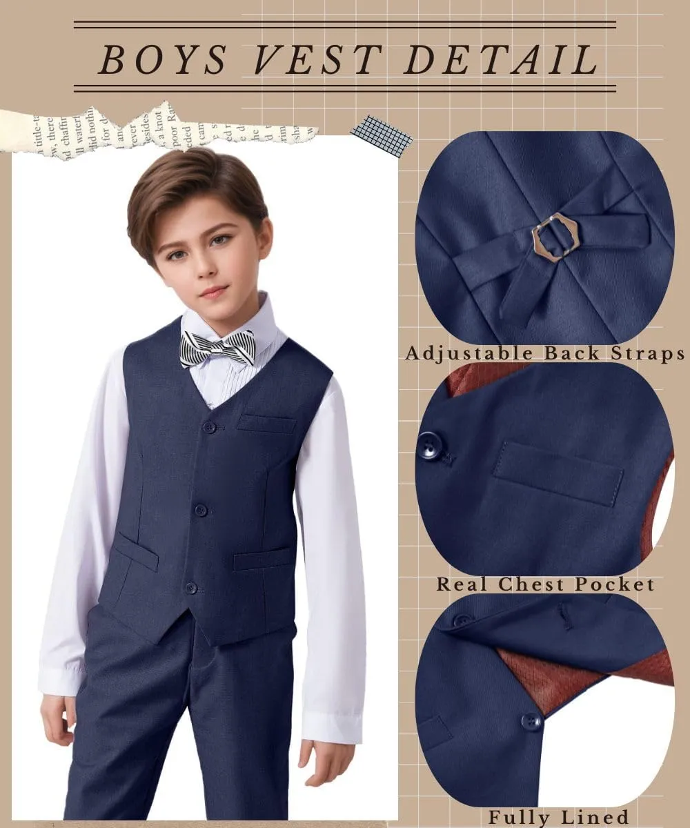 Visaccy 3 Buttons Boys Girls Fully Lined Formal Suit Vest