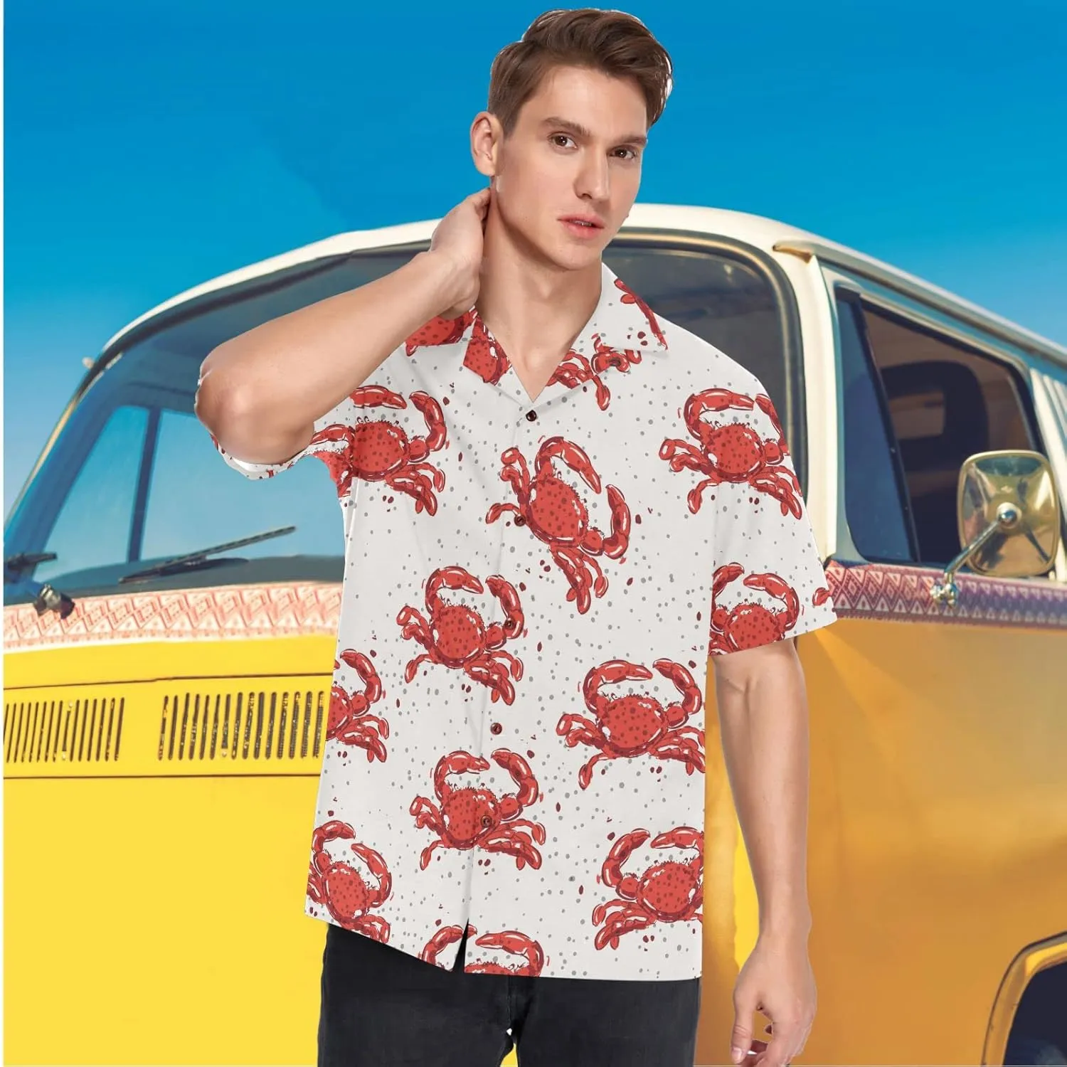visesunny Novelty Hawaiian Shirts for Men Short Sleeve Aloha Beach Shirt Stylish Tropical Summer Casual Button Down Shirts