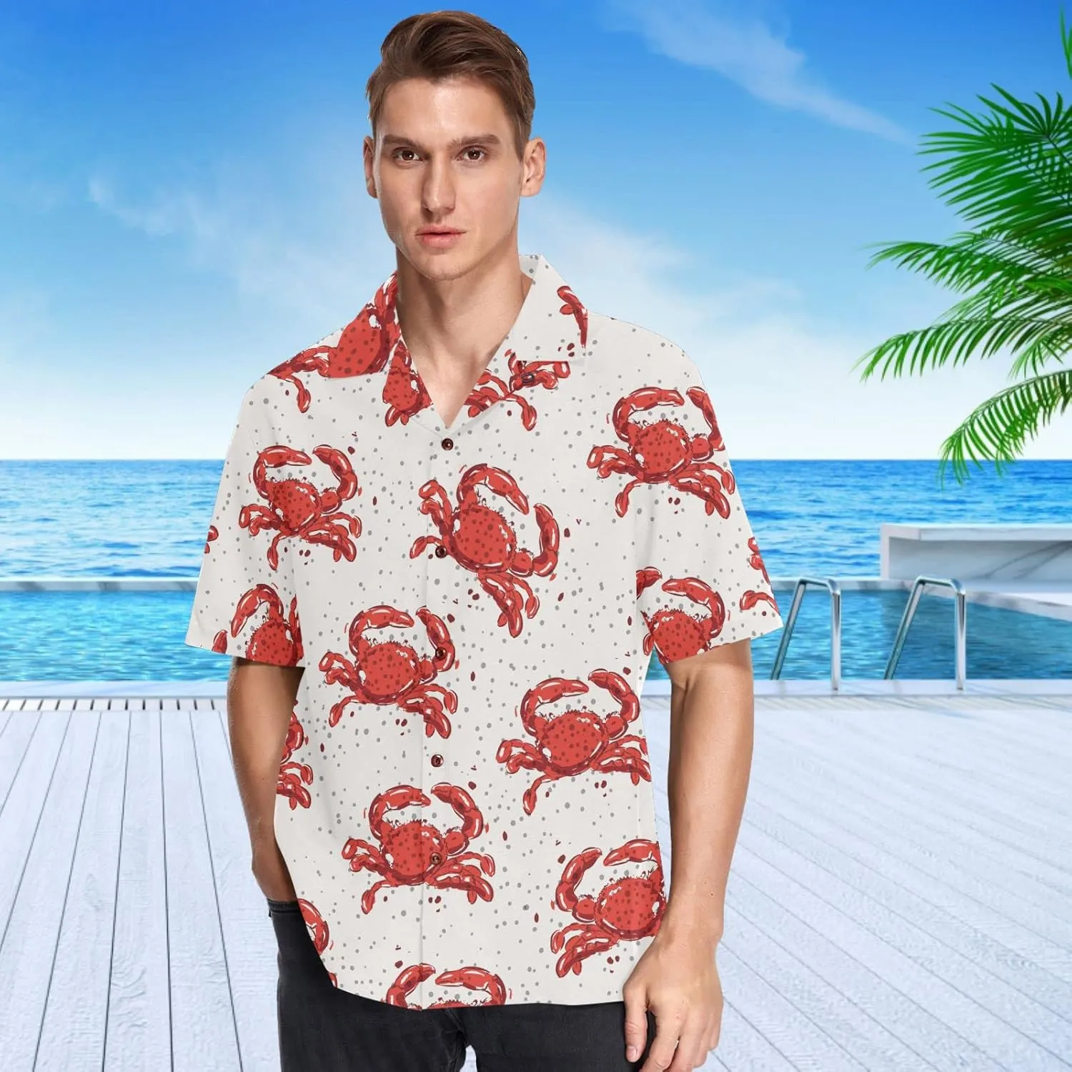visesunny Novelty Hawaiian Shirts for Men Short Sleeve Aloha Beach Shirt Stylish Tropical Summer Casual Button Down Shirts