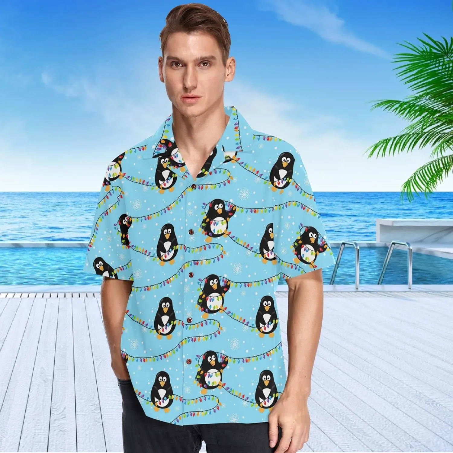 visesunny Novelty Mens Hawaiian Shirts Casual Tropical Short Sleeve Button Down Shirt Summer Beach Shirts S-XXXL