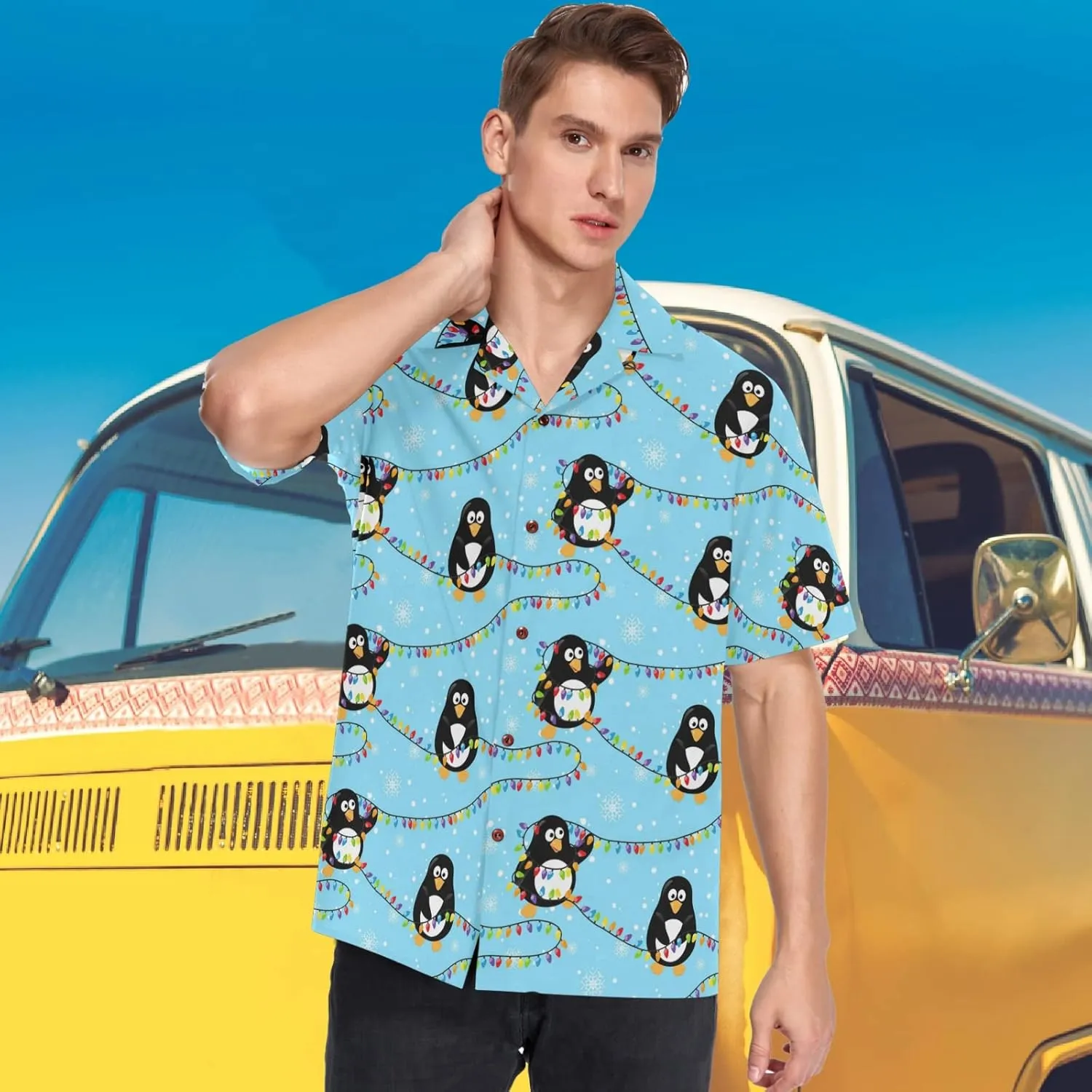 visesunny Novelty Mens Hawaiian Shirts Casual Tropical Short Sleeve Button Down Shirt Summer Beach Shirts S-XXXL