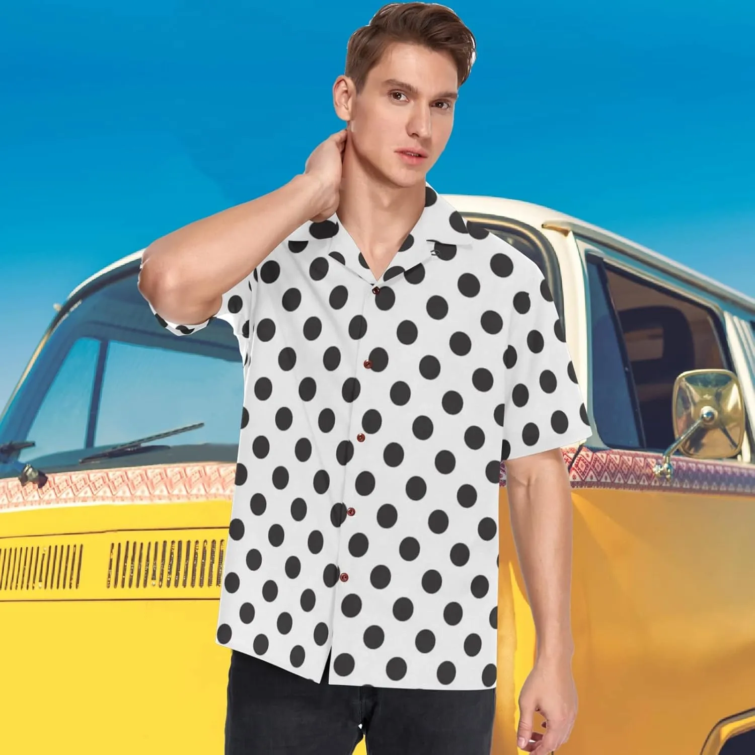 visesunny Stylish Men's Seasonal Hawaiian Casual Button Down Short Sleeve Shirt