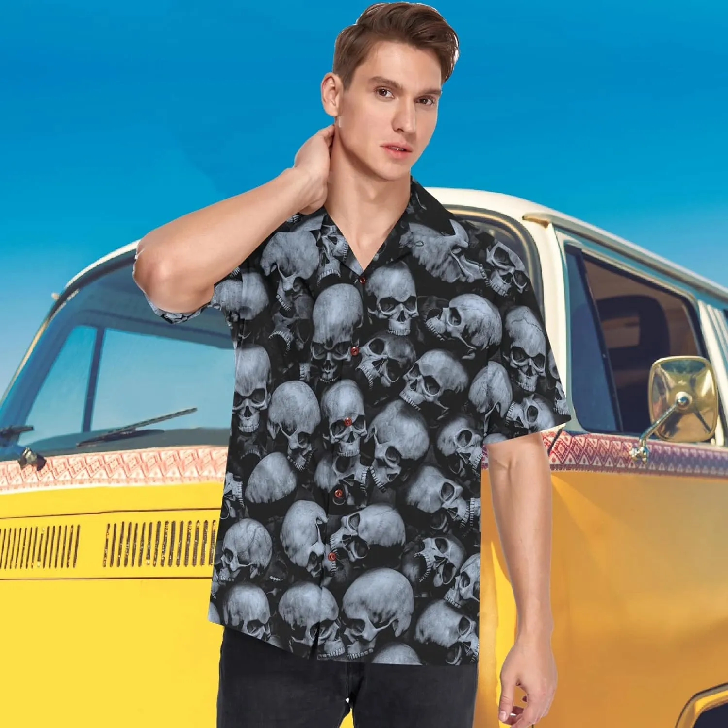 visesunny Stylish Men's Seasonal Hawaiian Casual Button Down Short Sleeve Shirt