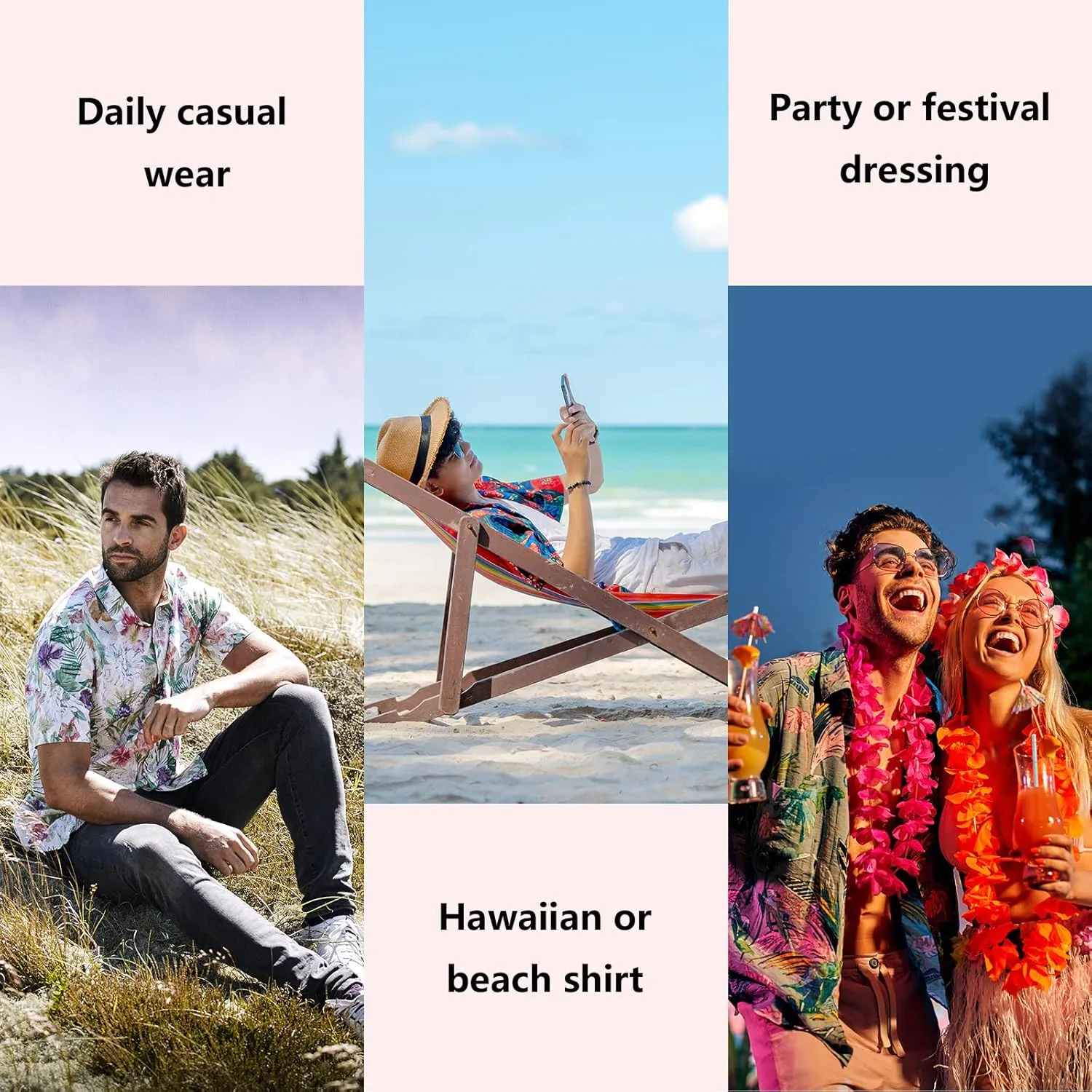 visesunny Stylish Men's Seasonal Hawaiian Casual Button Down Short Sleeve Shirt