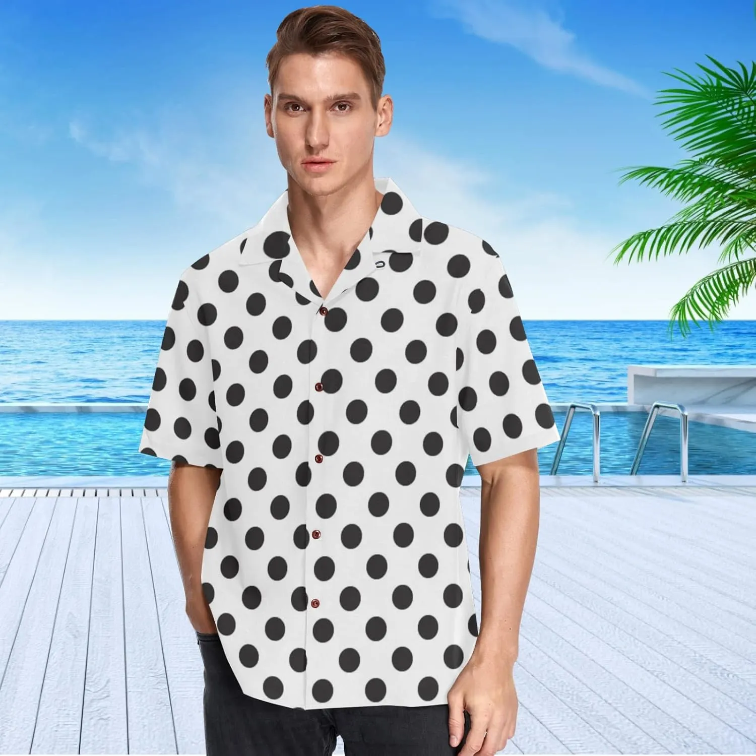 visesunny Stylish Men's Seasonal Hawaiian Casual Button Down Short Sleeve Shirt