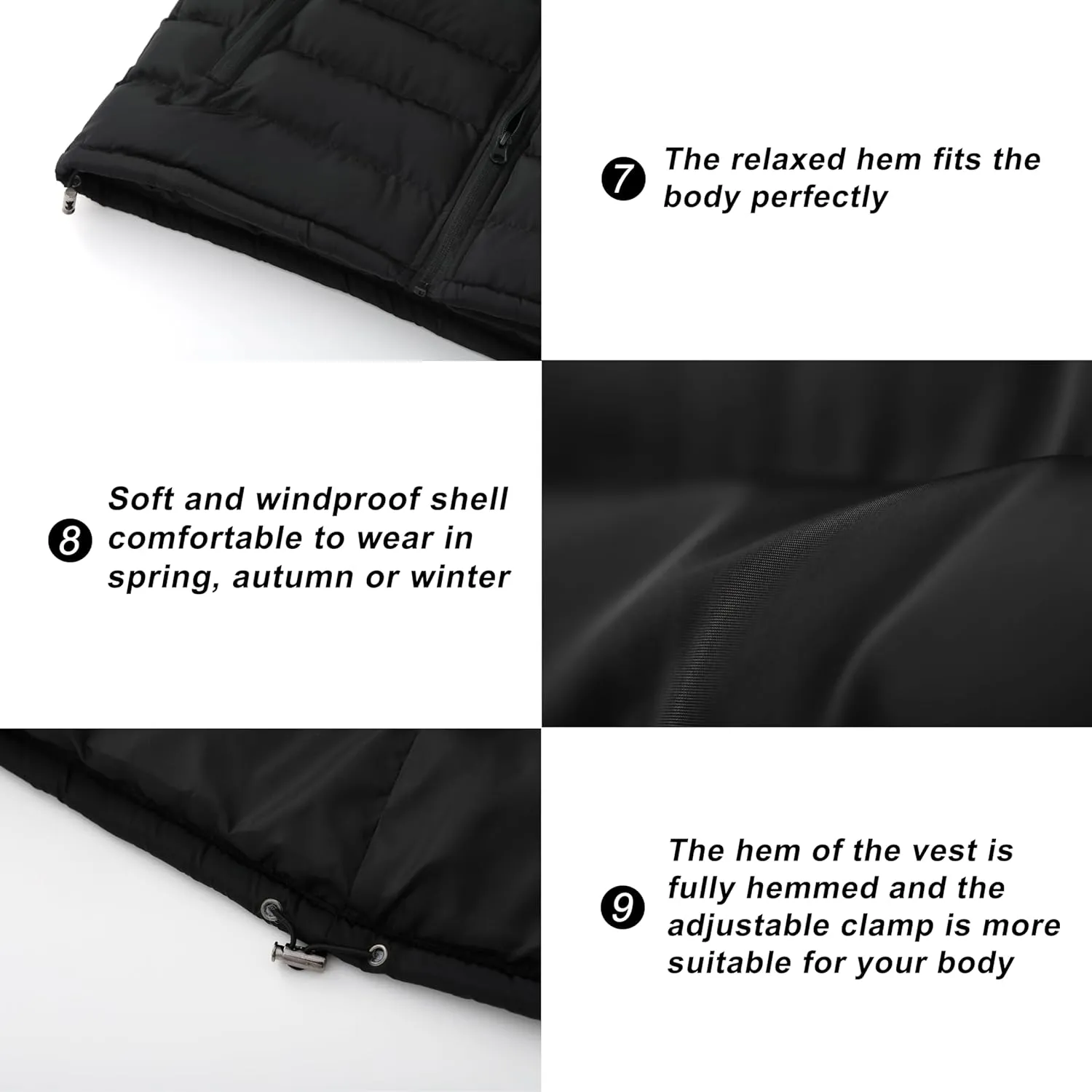VtuAOL Men's Puffer Vest Outdoor Hooded Padded Vest Softshell Outerwear Vest for Travel Hiking
