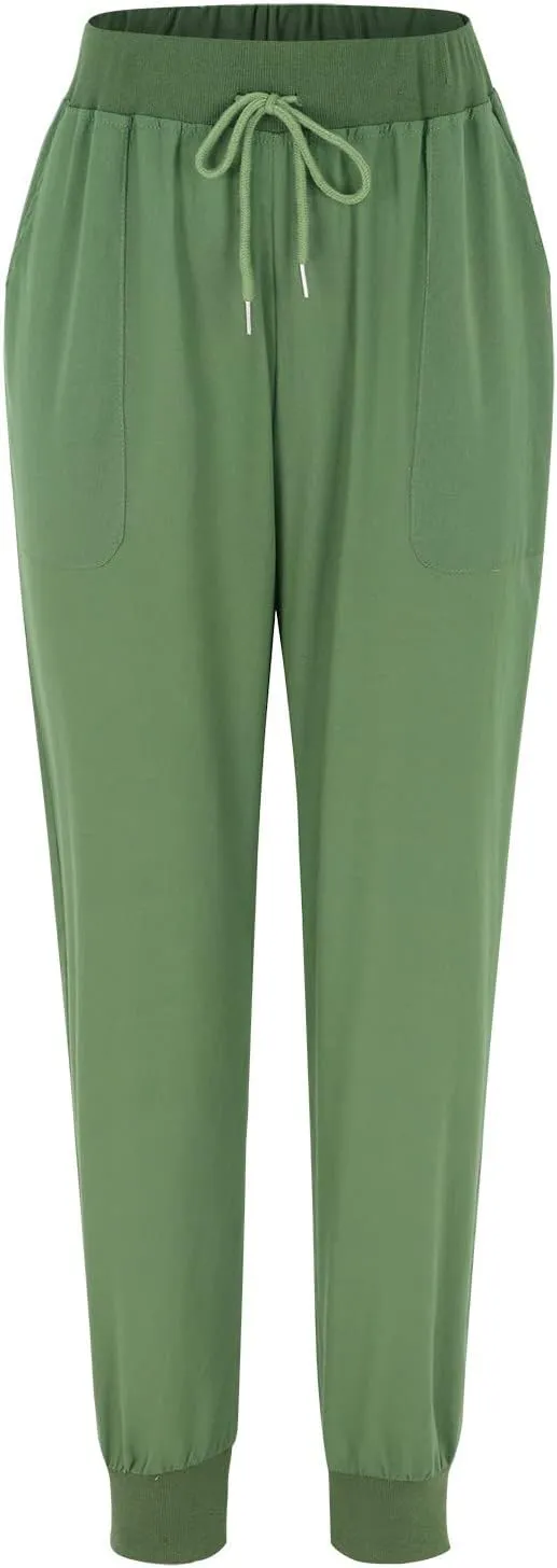 Wide Leg Casual Linen Pants for Women, Solid Color Cropped Capris Trouser with Pockets Comfort Yoga Soft Lounge Trousers