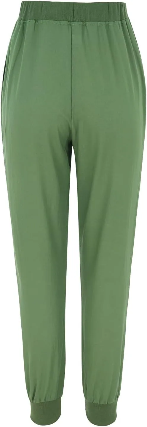 Wide Leg Casual Linen Pants for Women, Solid Color Cropped Capris Trouser with Pockets Comfort Yoga Soft Lounge Trousers