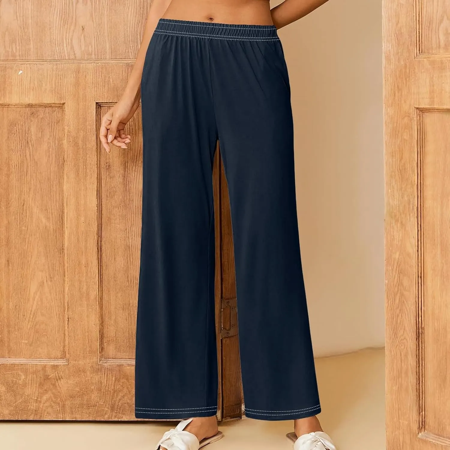 Wide Leg Yoga Pants for Women | Casual Loose Cozy High Waisted Lounge Flowy Pant with Pockets