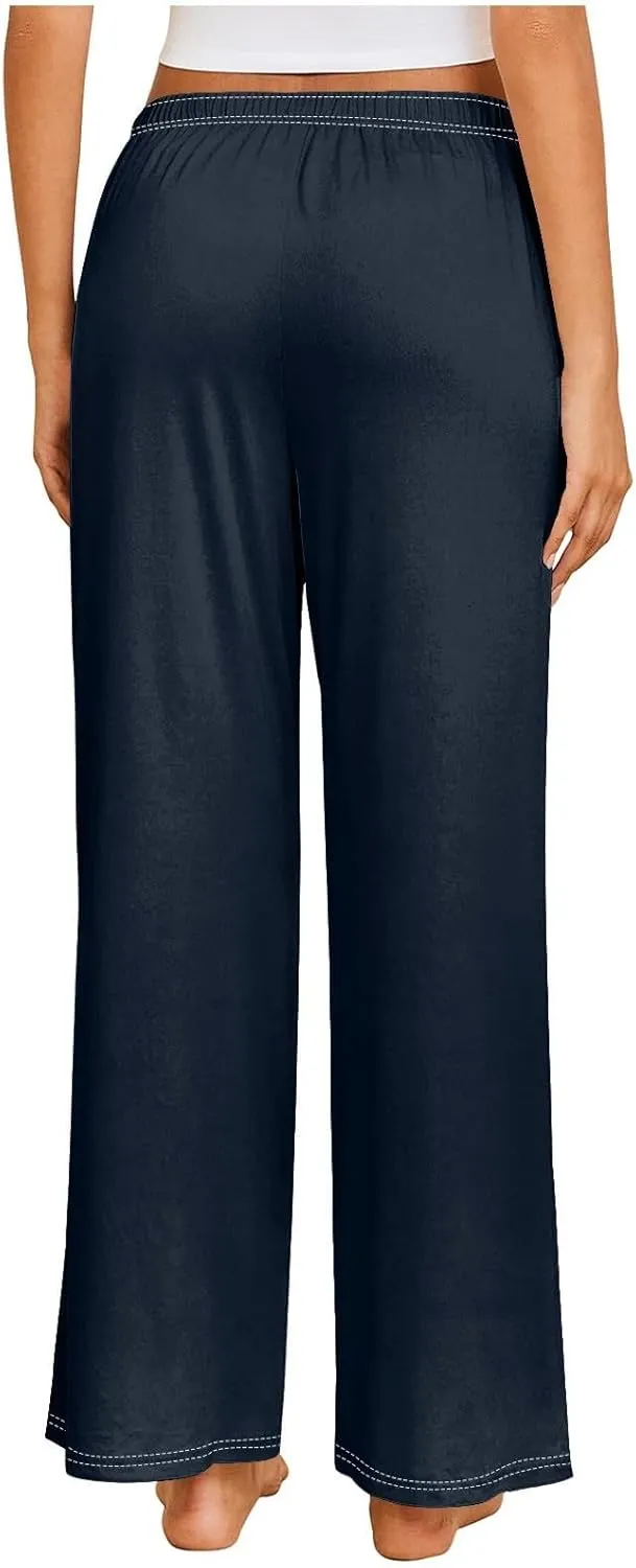 Wide Leg Yoga Pants for Women | Casual Loose Cozy High Waisted Lounge Flowy Pant with Pockets