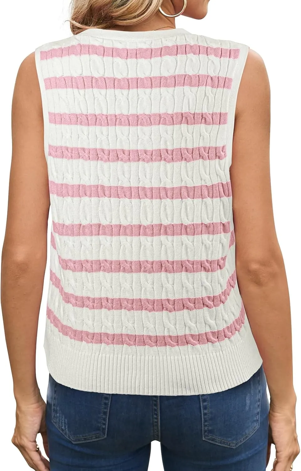 WIHOLL Womens Sweater Vest Cable Knit Button Down Cute Sleeveless Spring Summer Clothes 2025