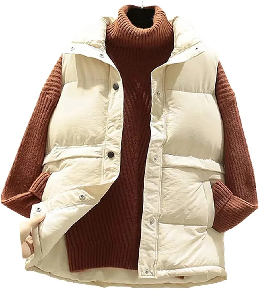 Winter Sleeveless Vest Women Warm Plus Size Down Cotton Padded Jacket Veats Sleeveless Waistcoat