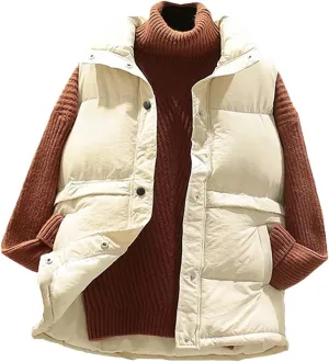 Winter Sleeveless Vest Women Warm Plus Size Down Cotton Padded Jacket Veats Sleeveless Waistcoat