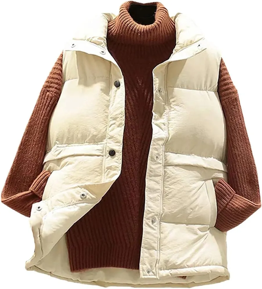 Winter Sleeveless Vest Women Warm Plus Size Down Cotton Padded Jacket Veats Sleeveless Waistcoat
