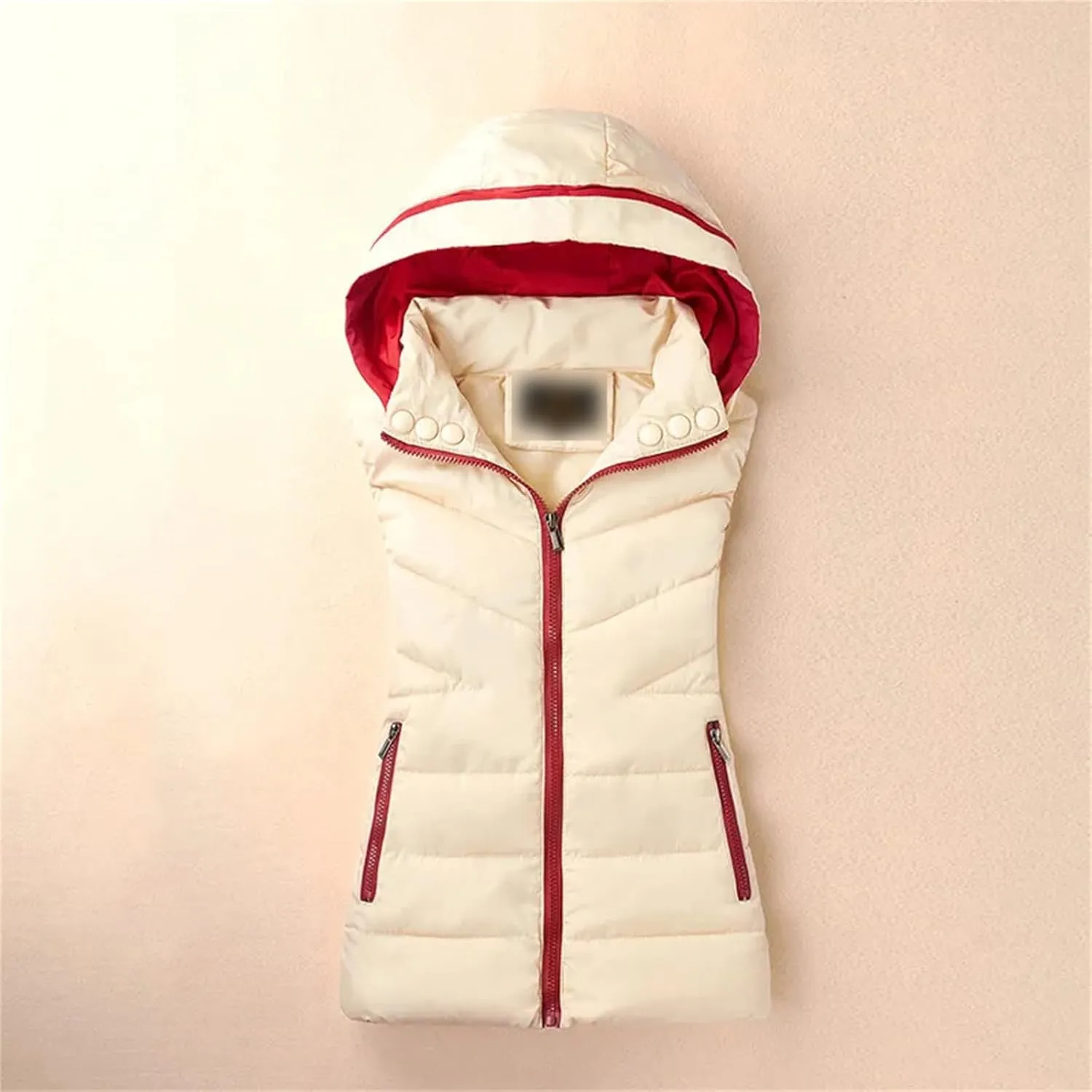 Winter Sleeveless Zipper Cotton-Padded Vest Women Casual Hooded Thick Warm Waistcoat All-Match Loose Jacket Outwear